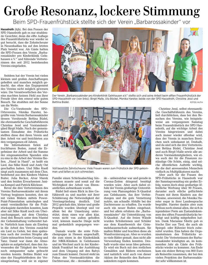 Bericht Barbarossakinder Frauenfruehstueck