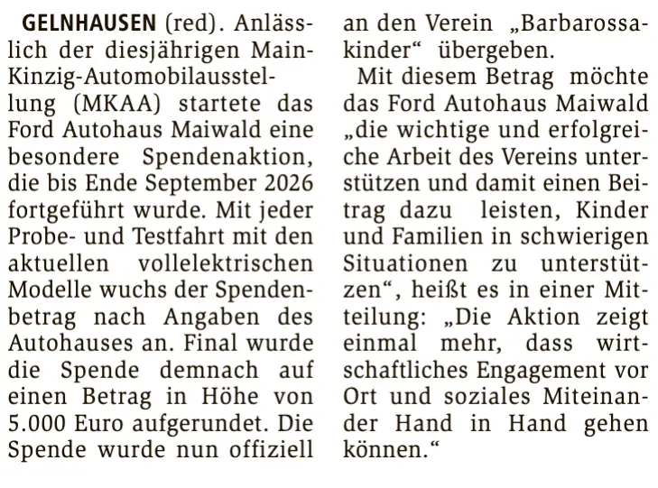 Text Spende Maiwald Barbarossakinder